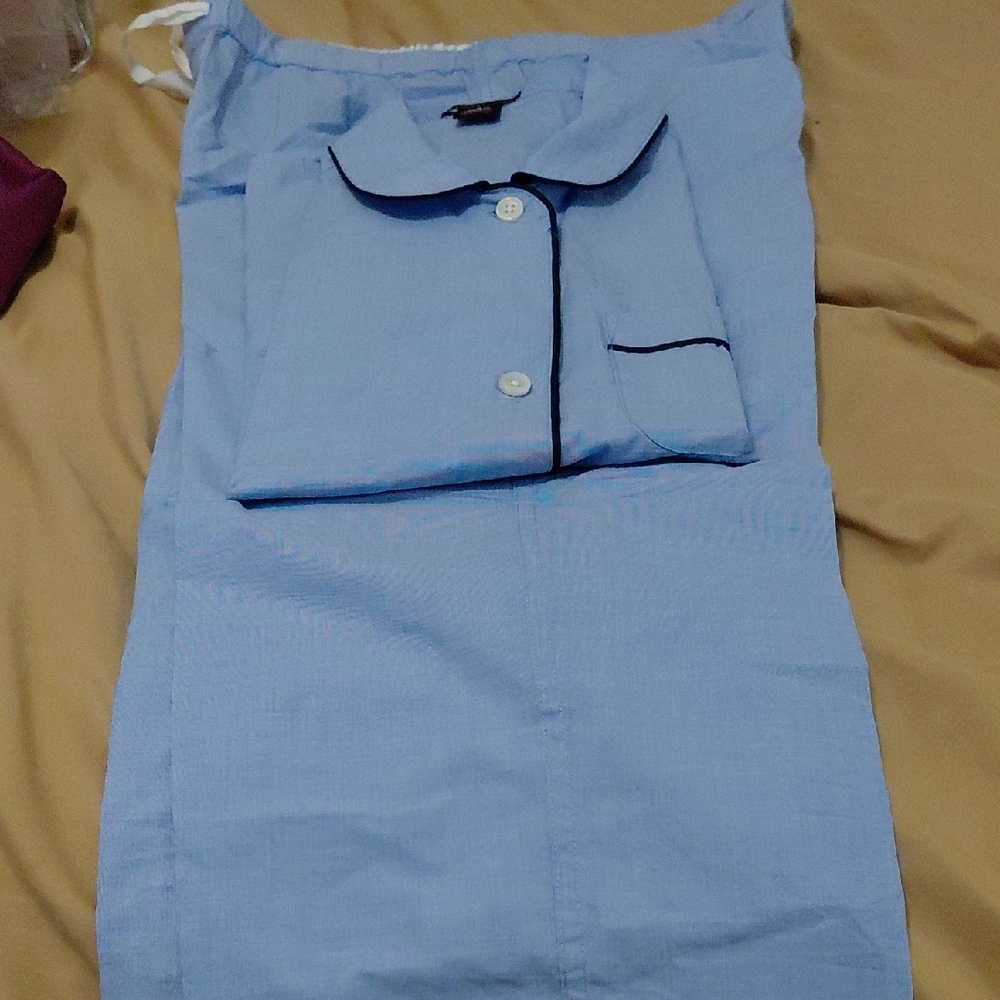 J. Crew Light Blue Pajama Set with Black Trim - Picture 4 of 4